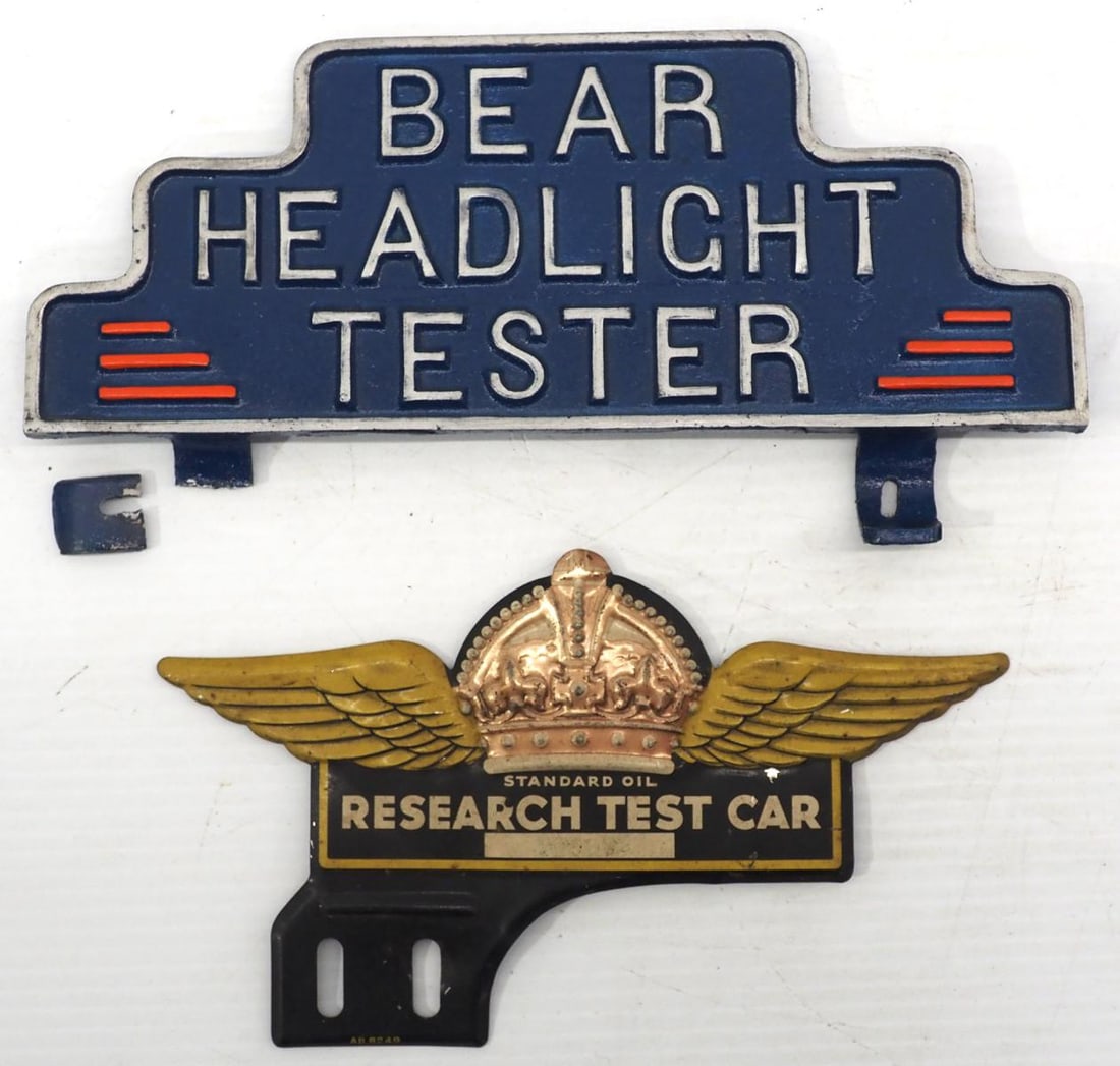 Standard Oil license plate topper / Bear Headlight sign (1 of 2)
