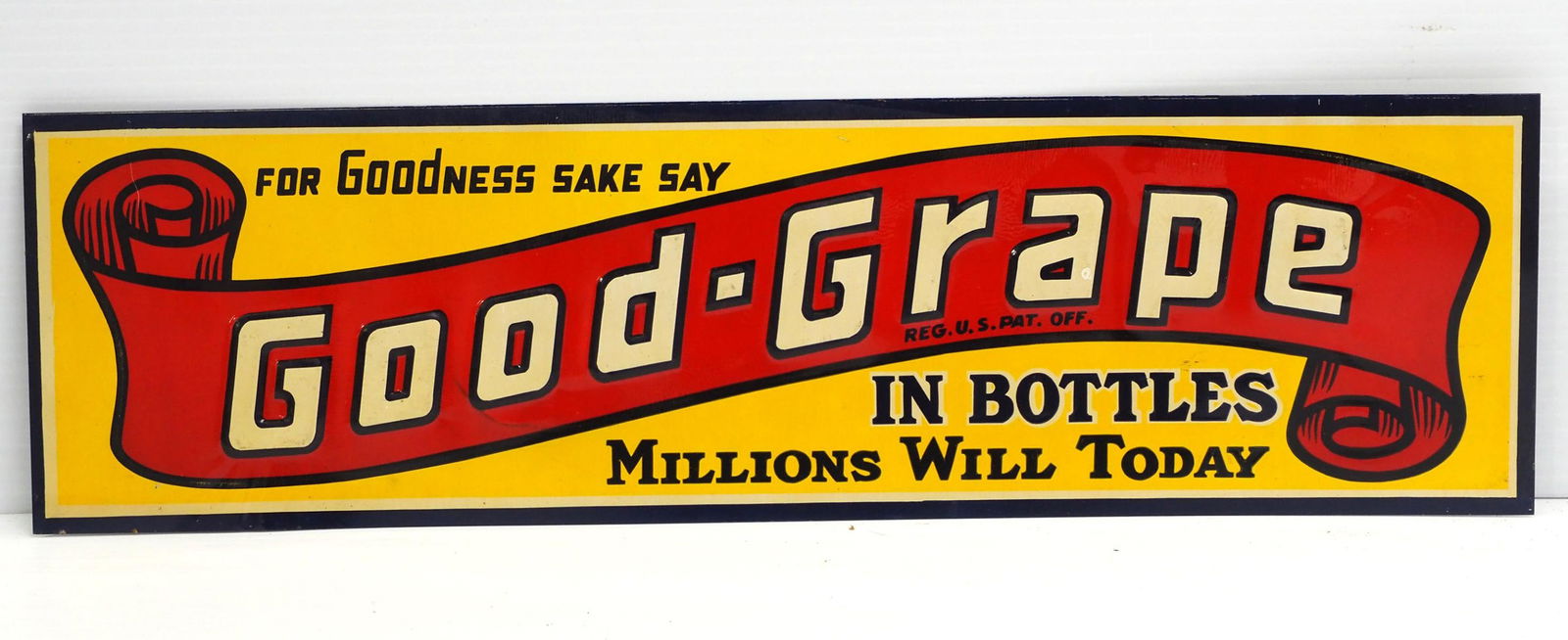 NOS Good Grape In Bottles sign: NOS 19"x5" SST Good Grape In Bottles sign - NOS, Mint