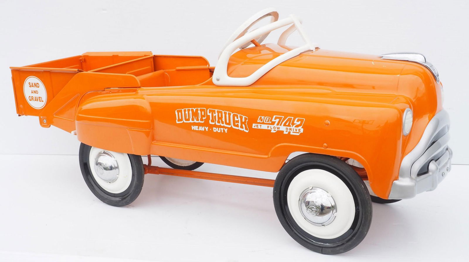 Murray Sand & Gravel Dump Truck pedal car: Murray No.742 Heavy Duty Sand and Gravel Dump Truck pedal car - Restored * * BUYER TO ARRANGE SHIPPING