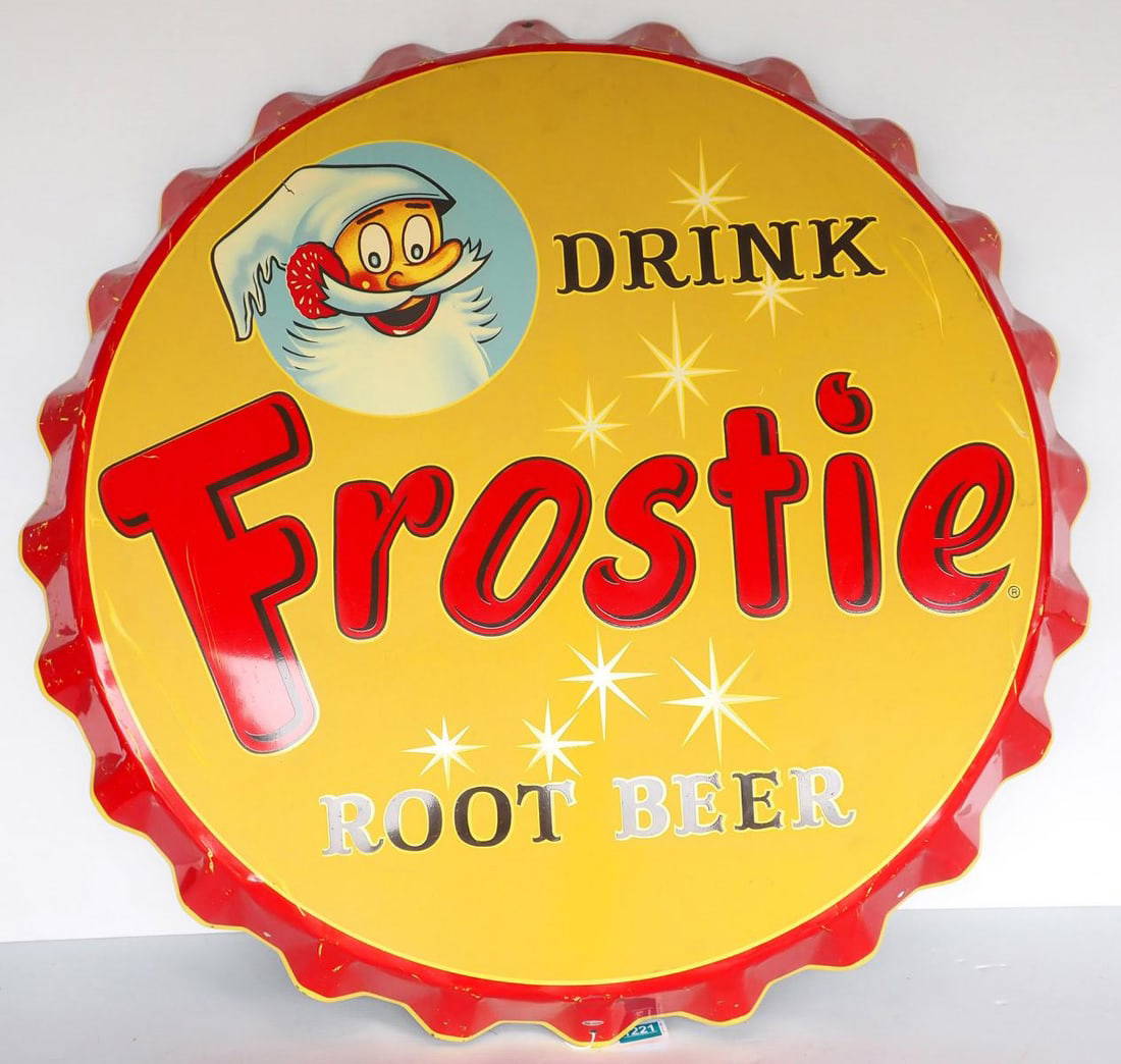 Frostie Root Beer Bottlecap Sign Auction
