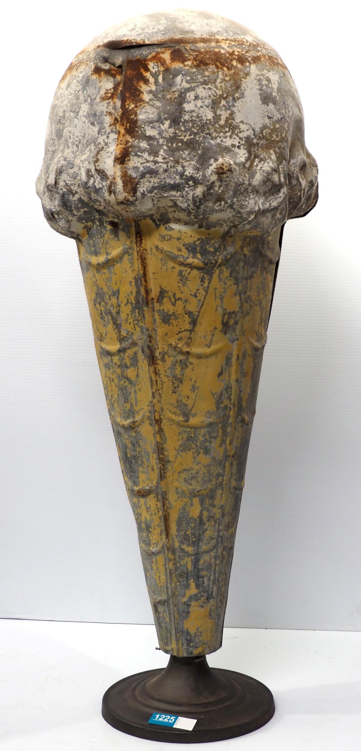 Tin ice cream cone store display with heavy base (1 of 3)