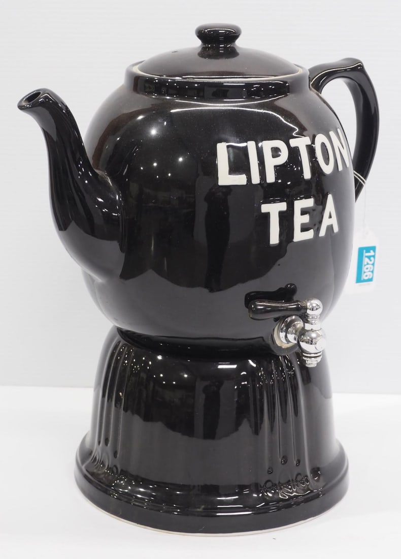 Ceramic Lipton Tea dispenser on stand (1 of 3)