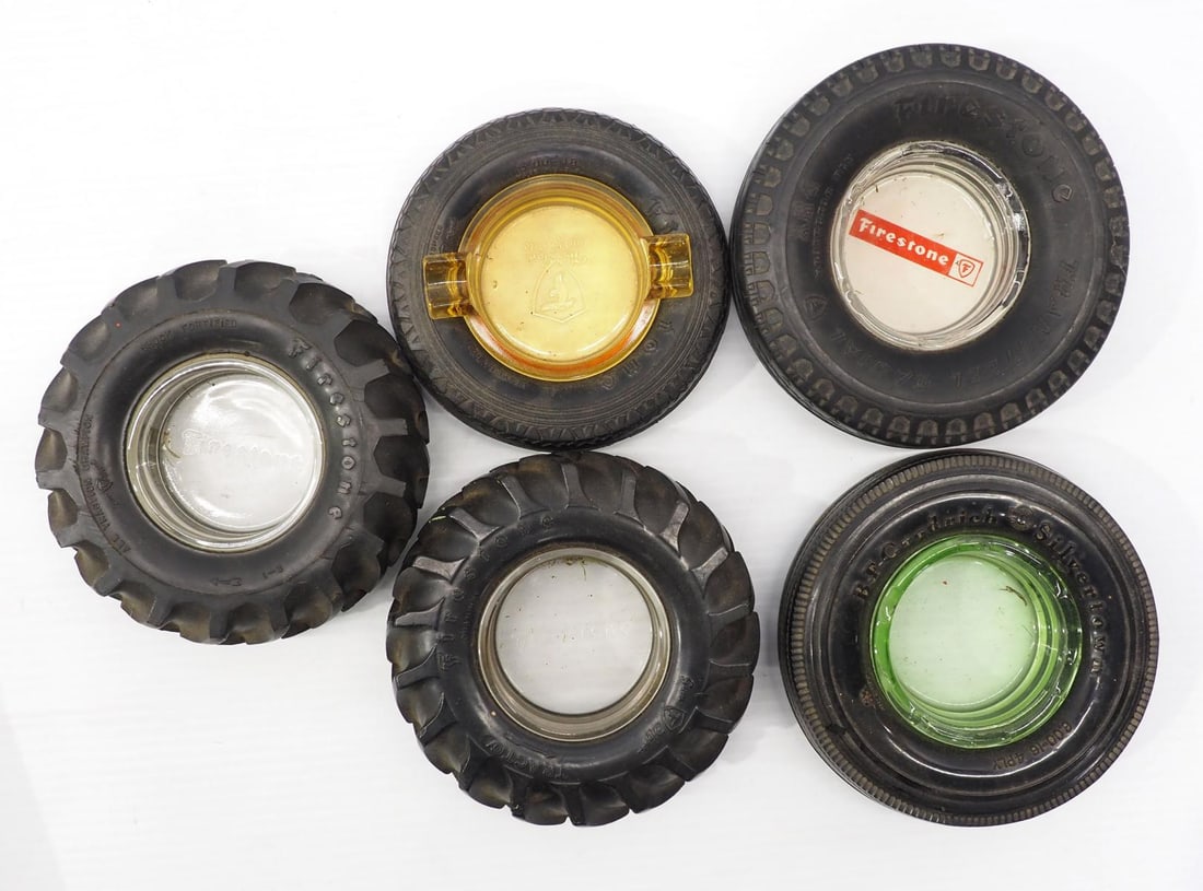 (5) Tire ash trays: (5) Tire ash trays: (4) Firestone / (1) BF Goodrich