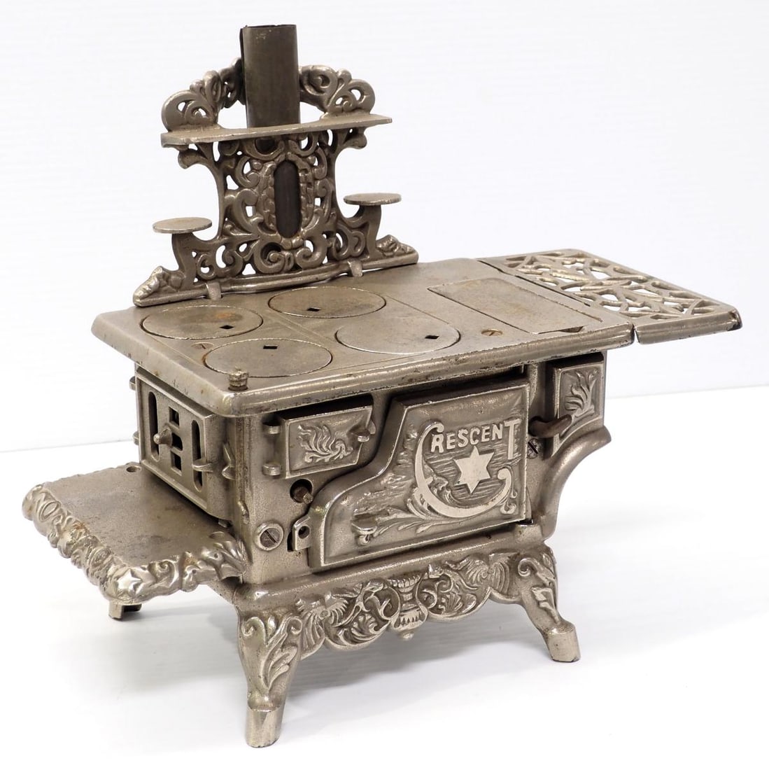 Child-size nickel-plated iron Crescent stove (1 of 3)