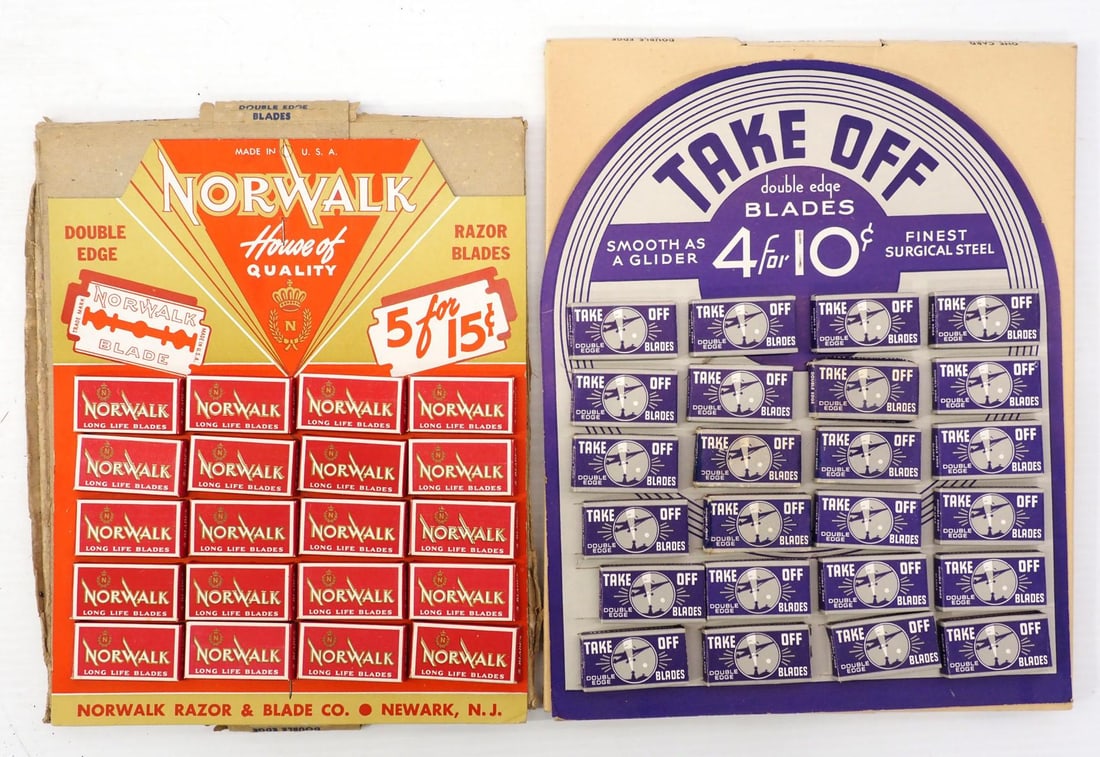 (2) NOS razor blade product displays with product (1 of 3)