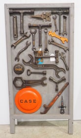 Board with Case wrenches, plate, hub, etc