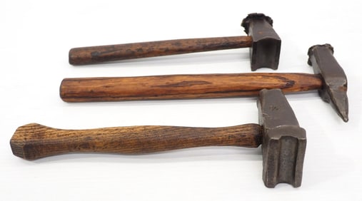 (3) Blacksmith striking hammers