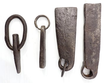 (3) Hand-forged flint strikers and early log dog