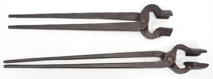 (2) Extra large blacksmith tongs