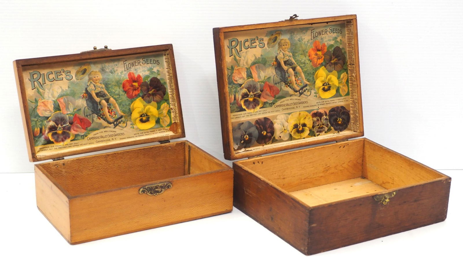 (2) Rice's Flower Seeds wooden boxes (1 of 2)