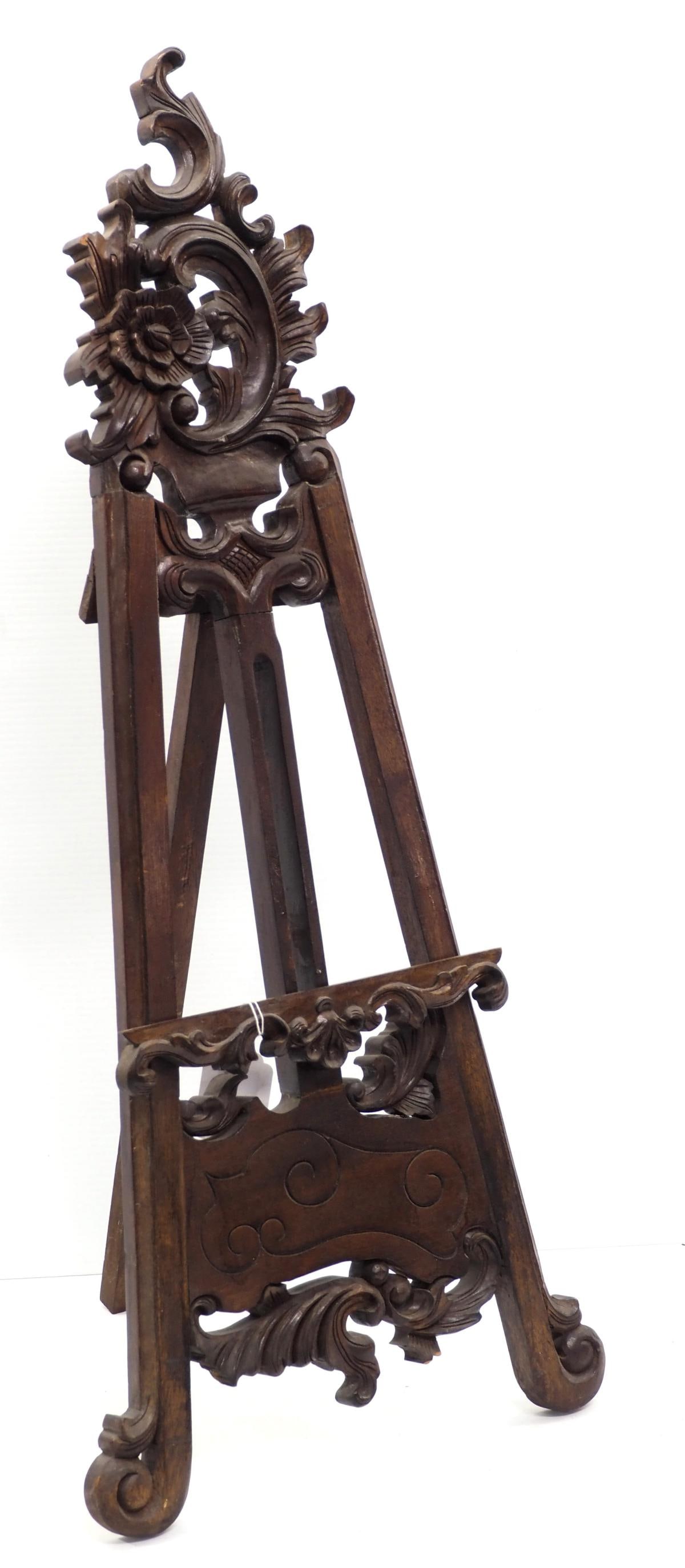 Fancy carved table-top wooden easel (1 of 3)