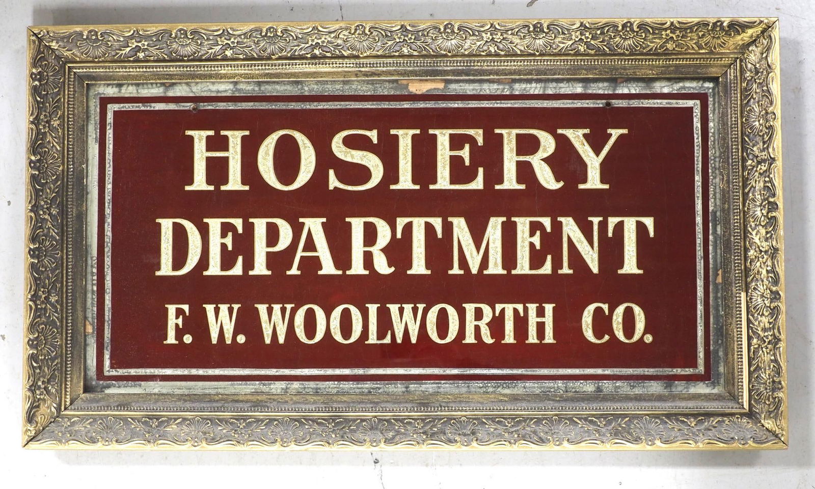 F.W. Woolworth Co. Hosiery Department sign (1 of 3)
