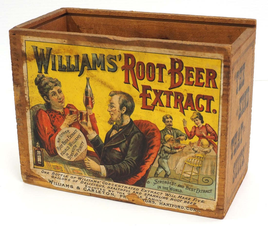 Williams' Root Beer Extract wooden shipping box (1 of 2)