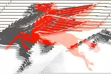 Hard-to-find left-facing porcelain Pegasus sign