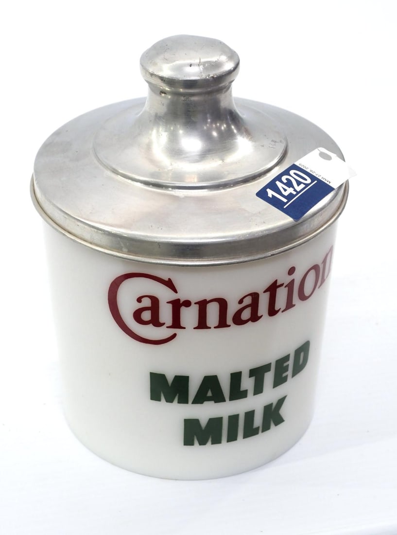 Carnation Malted Milk milk glass container (1 of 2)