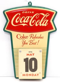 Coca Cola fishtail calendar sign