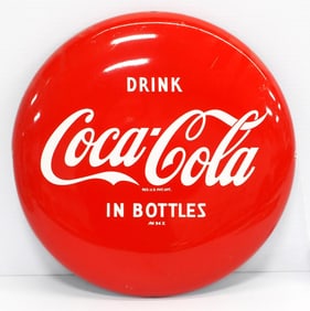 Coca Cola In Bottles button sign