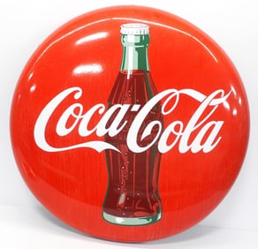 Coca Cola bottle button sign