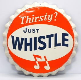 Whistle drink bottle cap sign