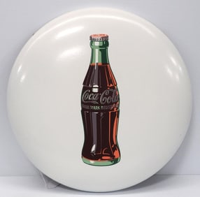 Coca Cola white button sign