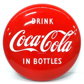 Coca Cola In Bottles button sign