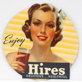 Enjoy Hires cardboard sign