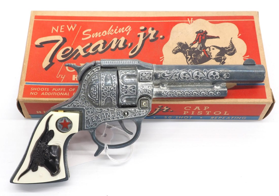 Hubley Smoking Texan Jr Cap Pistol: Hubley Smoking Texan Jr Cap Pistol with original box - Great, works!