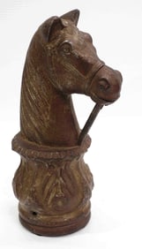 Cast iron, post-top, horse head horse tie