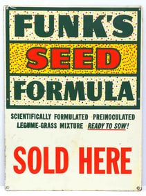 Funk's Seed Formula Sold Here sign
