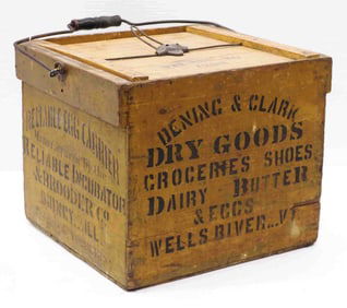 Dening & Clark Dry Goods wooden egg crate