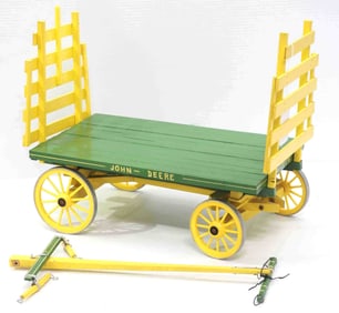 Custom wooden John Deere hay wagon model