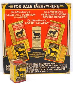 Dr. J. Woodbury's Condition Powders tin & adv.