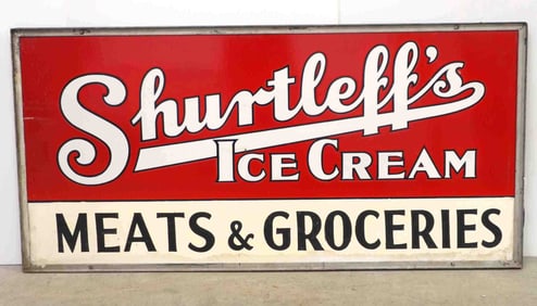 Shurtleffs Ice Cream sign with metal frame