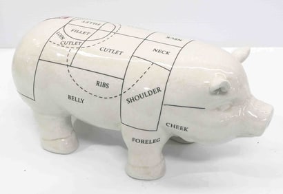 Porcelain pig-shaped meat cut model