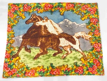 Buggy robe with 2 horses and 1 glass eye