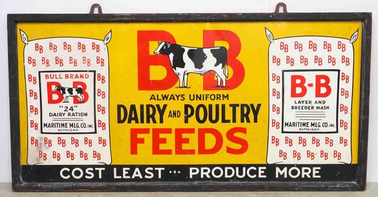 Bull Brand Dairy and Poultry Feeds sign