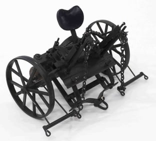 Custom metal horse-drawn disc harrow