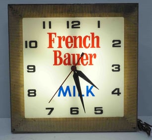 French Bauer Milk lighted clock