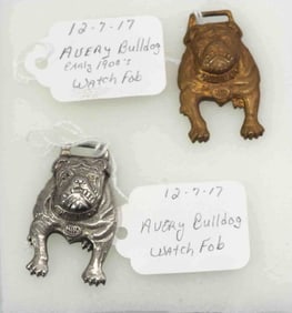 (2) Avery bulldog watch fobs