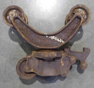 Church swivel, wood beam hay trolley