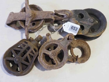 Assorted steel pulleys