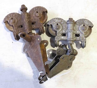 Pair of Myers Stayon Adjustable barn door rollers
