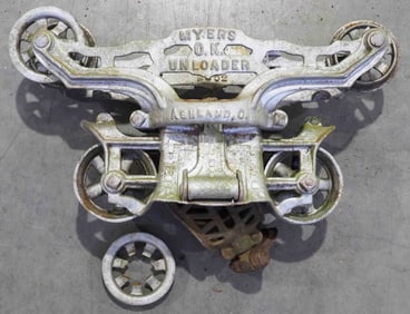 Myers OK Unloader steel track hay trolley