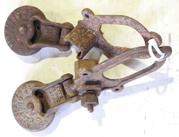 Pair of Ney No.40 barn door rollers