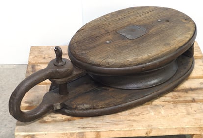 Oversized cast iron and wood pulley