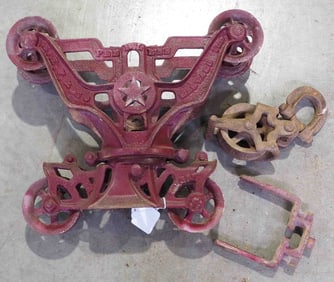 HHF Peerless "Star" steel track hay trolley