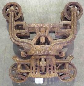 Myer "Haymaker" wood beam hay trolley