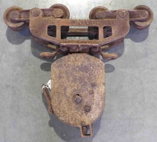 Universal hay trolley Co. steel track hay trolley