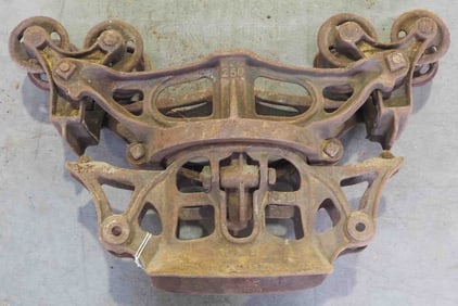 Whitman & Barnes 8-wheel steel track hay trolley