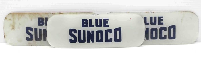 (3) 10.25"L glass Blue Sunoco gas pump panels